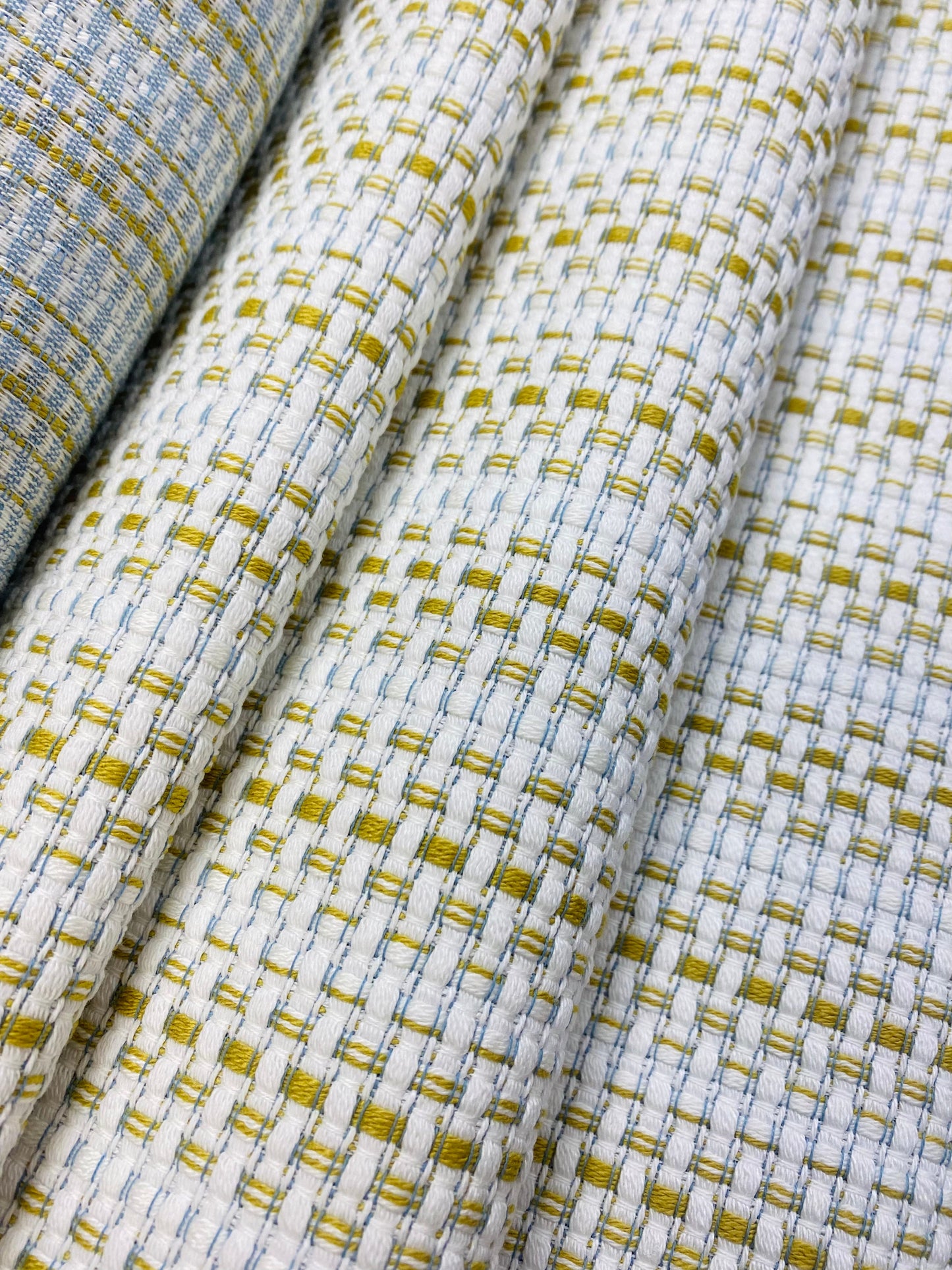 1.5 Yard of Pierre Frey F3263004 Moorea Chartreuse Green White Indoor Outdoor Woven Stripe Tweed Upholstery Fabric WHS 3841