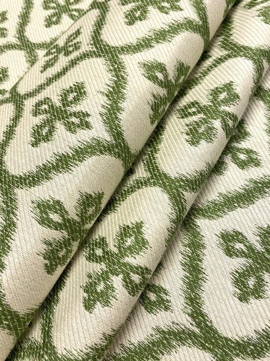 1.5 Yard of Designer Water & Stain Resistant Indoor Outdoor Lime Green Beige Diamond Upholstery Drapery Fabric WHS 4356