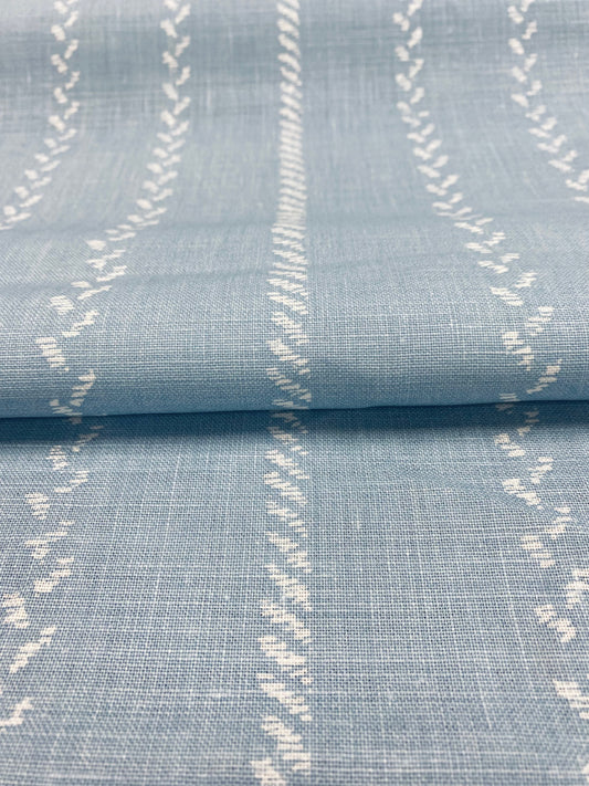 1.5 Yards Blithfield + Co Pelham Stripe Linen White Blue Upholstery Drapery Fabric WHS 3055